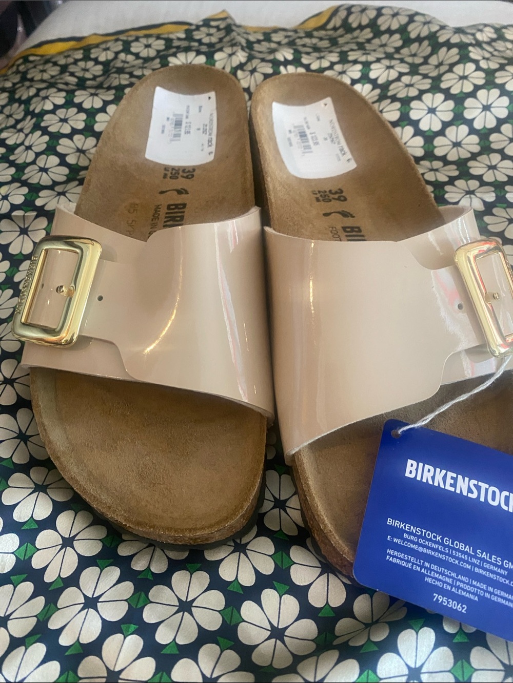 Birkenstock Patent Single-Strap Sandals in Nude